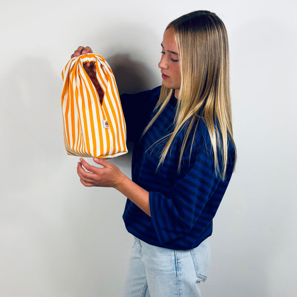 LUCKY BAG GEEL - WIT GESTREEPT