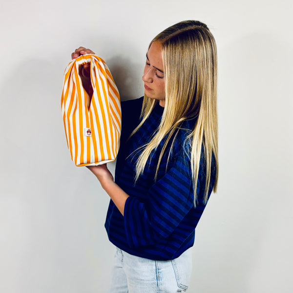 LUCKY BAG GEEL - WIT GESTREEPT