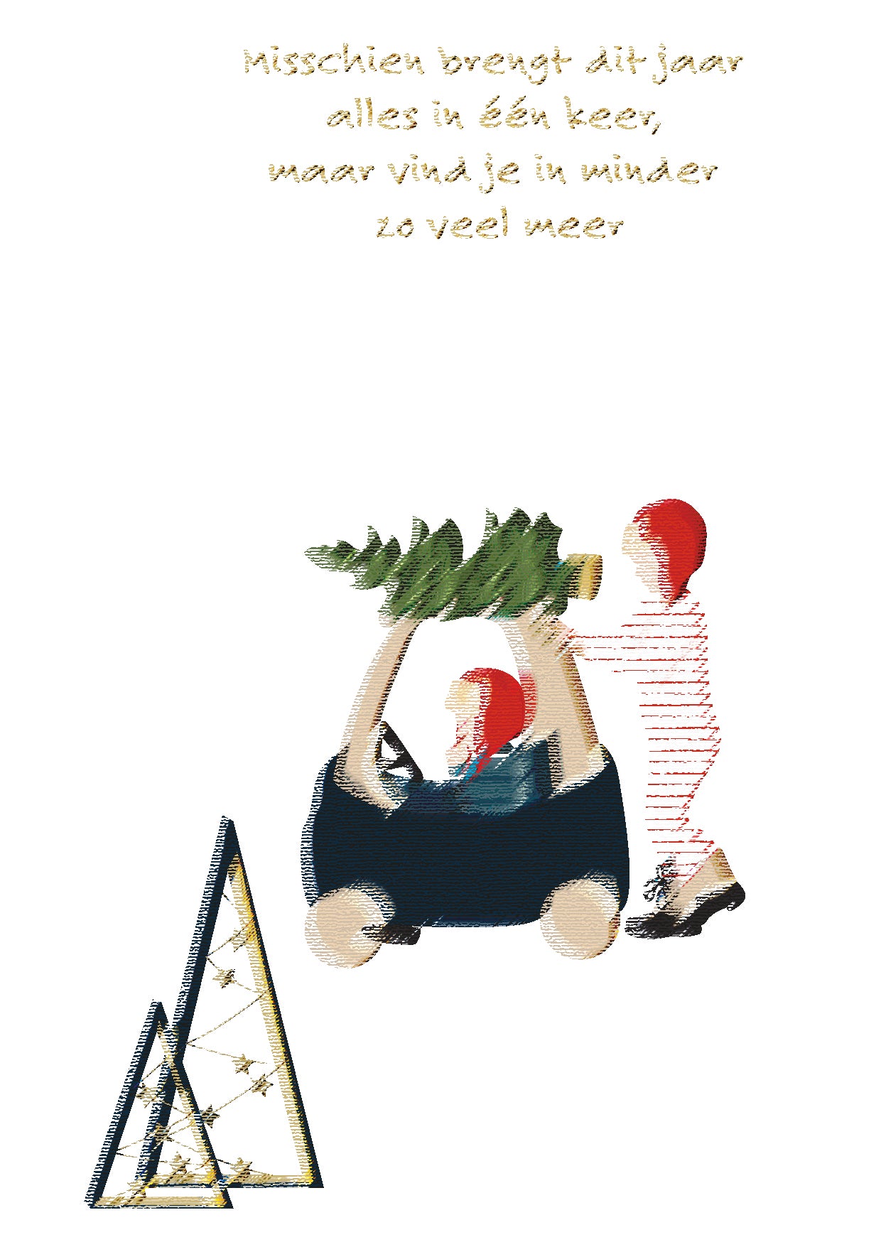 KERSTKAART KINDJES SPEELAUTO